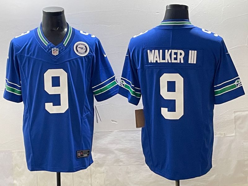 Men 2025 Seattle Seahawks #9 Walker iii Blue retro Three generations Nike Limited NFL Jersey style 2->seattle seahawks->NFL Jersey